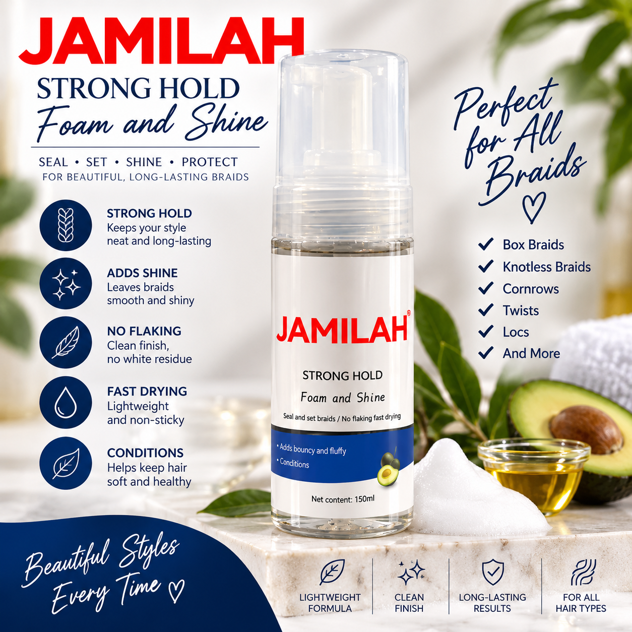 product-image Jamilah Strong Hold Foam & Shine – 150ml - Image 1