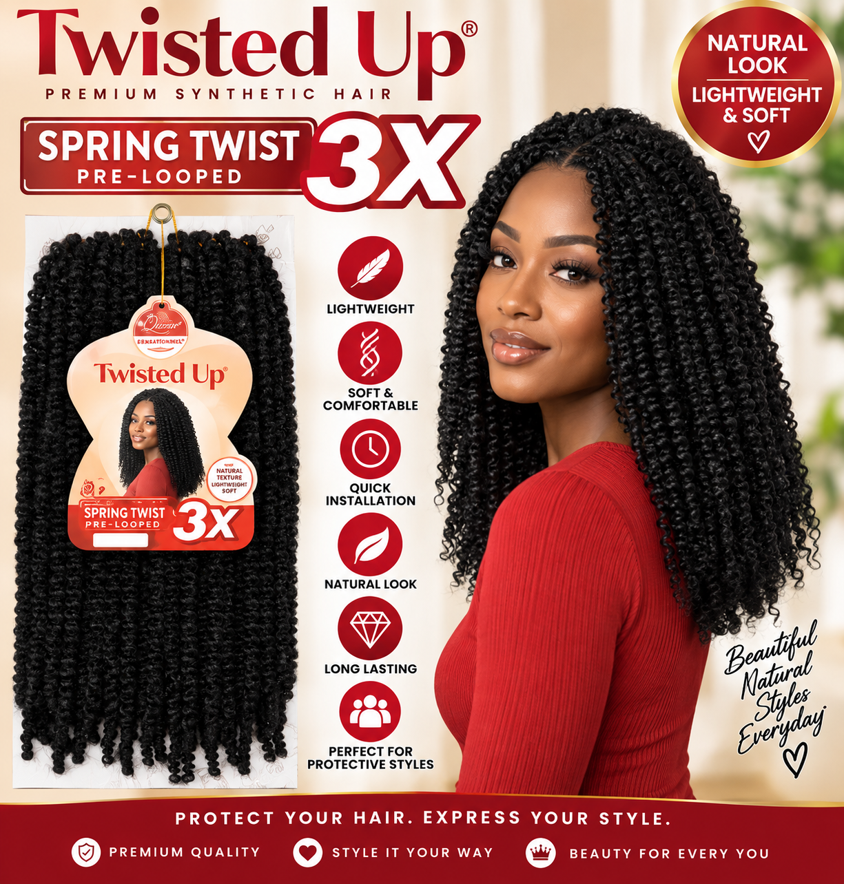 product-image Spring Twist Hair Twisted Up 3X Spring Twist Pre-Looped Braiding Hair – Natural Protective Style - Image 1