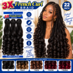 3X French Curl Braiding Hair – 22 Inch Pre-Stretched Curly Braids